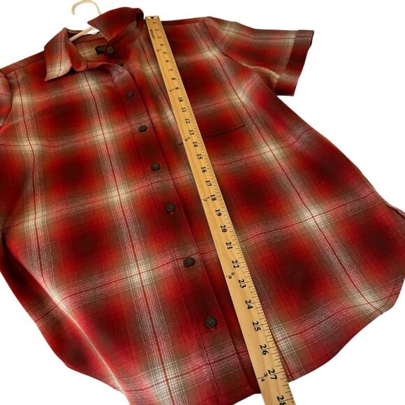Pendleton Women’s Red Plaid Multicolor Short Sleeve Button Down Shirt Sz M - Picture 5 of 7